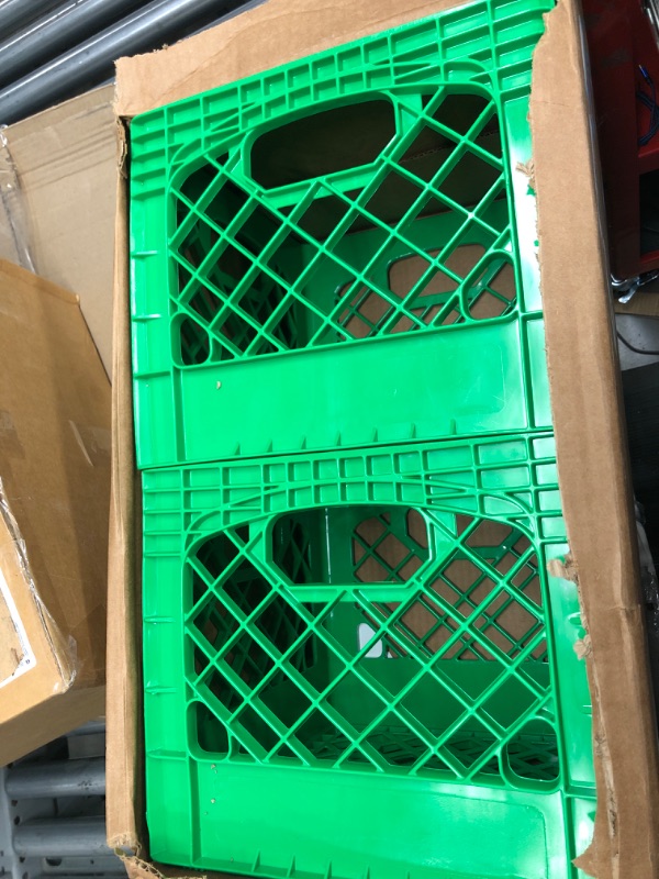 Photo 2 of \Buddeez MC01016G355 Milk Crates, 16-Quart, Medium Green, 2-Pack
