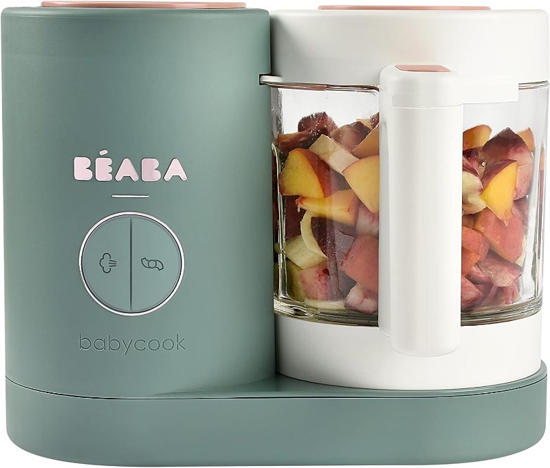 Photo 1 of BEABA Babycook Neo, Glass Baby Food Maker, Glass Baby Food Processor, 4 in 1 Baby Food Steamer, Glass Baby Food Blender, Baby Essentials, Make Fresh Healthy Baby Food at Home, 5.5 Cups (Eucalyptus)