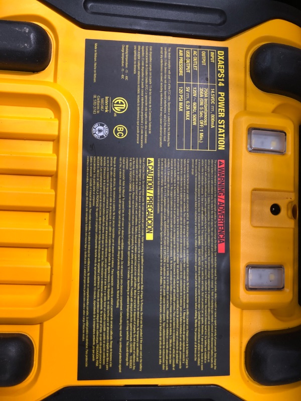 Photo 4 of **UNABLE TO TEST** DEWALT DXAEPS14 1600 Automotive Jump Starter/Power Station with AC Power Inverter, Digital Compressor
