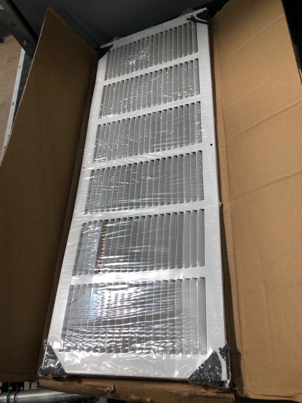 Photo 2 of **MINOR BENDS** Handua 30"W x 10"H [Duct Opening Size] Steel Return Air Grille | Vent Cover Grill for Sidewall and Ceiling, White | Outer Dimensions: 31.75"W X 11.75"H for 30x10 Duct Opening 30"W x 10"H [Duct Opening]
