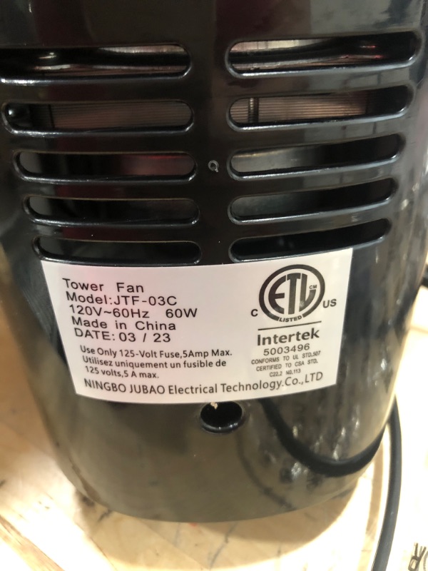 Photo 1 of ***OPEN BOX MAY BE MISSING HARDWARE** ***TESTED***

Black tower fan 