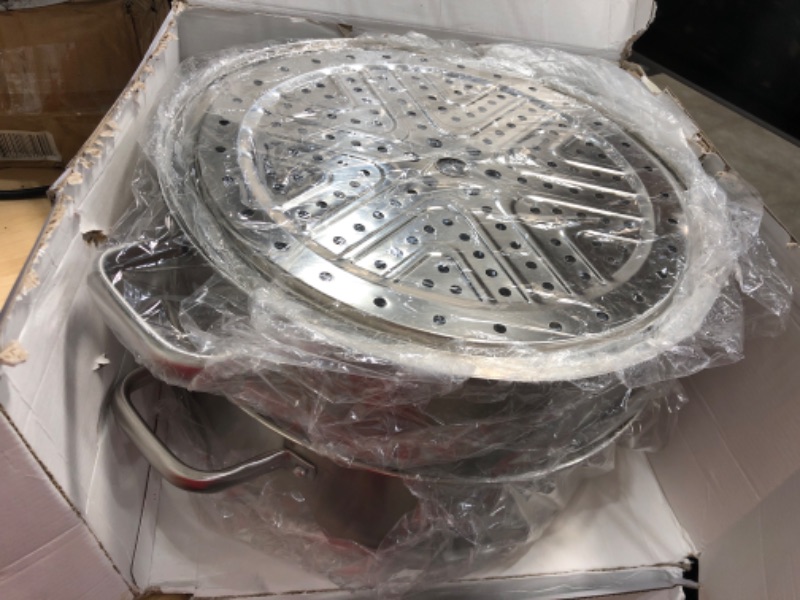 Photo 2 of VENTION Capsule Bottom Steamer for Cooking, 3 Tier Stainless Steel Steamer Pot, 13 2/5 Inch Steam Pot for Cooking, Large Induction Steamer Pot for Steaming Crab Legs, Shrimp and Lobster 13 2/5 INCH 3 TIER STEAMER 13.4"