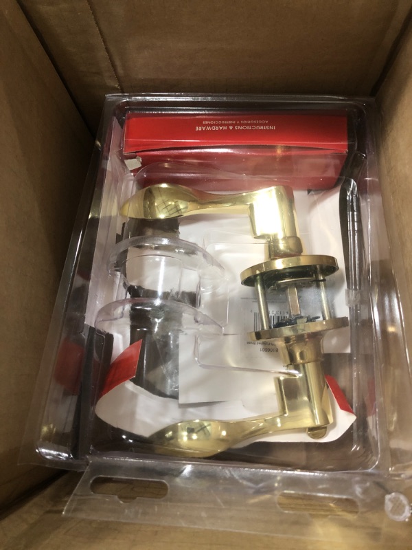 Photo 2 of Honeywell Safes & Door Locks 8106001 Honeywell Locking Door Lever, Polished Brass