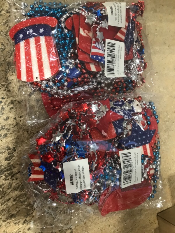 Photo 2 of 2 ITEMS, 4th of July Patriotic Party Favor Necklaces, 20 PCS BUNDLE