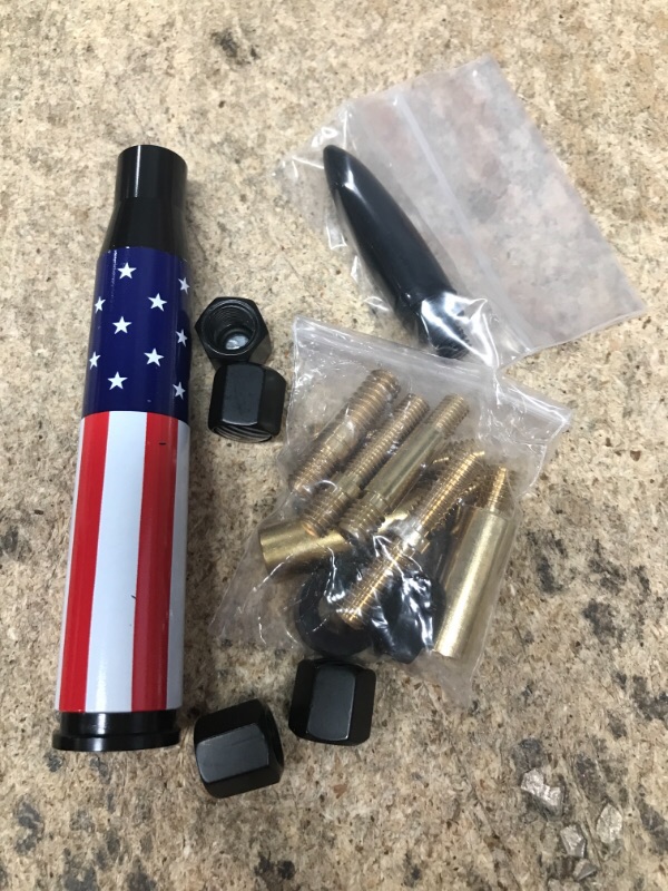 Photo 2 of Car Truck Bullet Antenna America Flag Desgin Universal Antenna Mast for GM Chevy Silverado 1500 2500 3500 HD Avalanche Ford F150 F250 F350 Denali Heavy Duty Pickup Jeep Trucks Accessories (Black)