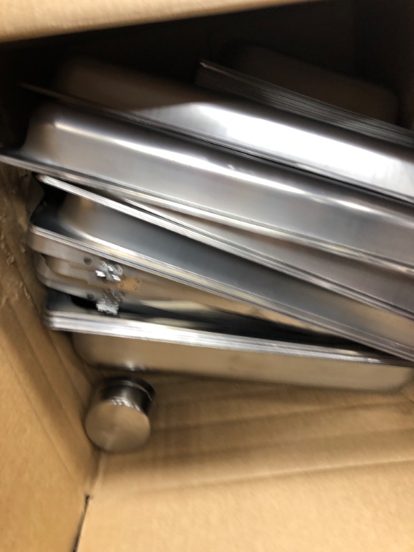 Photo 2 of ****DAMAGED***IMACONE Chafing Dish Buffet Set of 4, 8QT Stainless Steel Rectangular Chafers and Buffet Warmer Sets for Catering, Foldable Complete Set w/Half Size Food Pan, Lid, Fuel Holder for Event Party Holiday