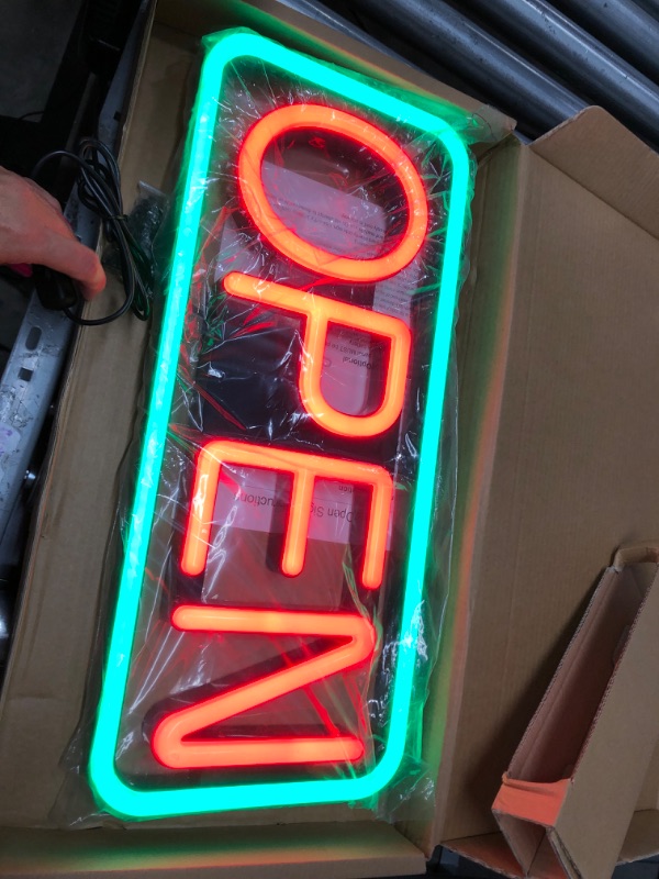 Photo 2 of MaxLit 21'' X 10'' New Ultra Bright LED Neon Sign - OPEN - Remote Controlled (Green/Red)