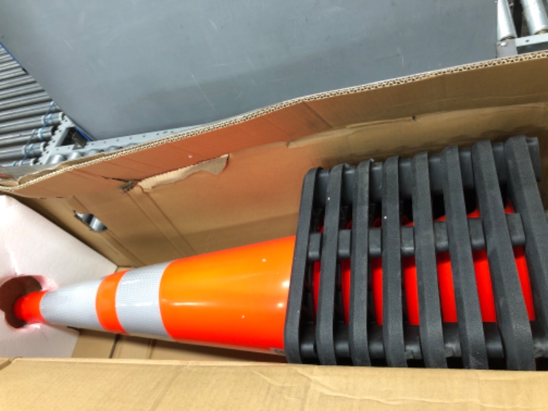 Photo 1 of (8 Pack) Traffic Safety Cones 28 Inch, PVC Cone with Black Weighted Base, Orange Cones with Reflective Collars for Parking Lot, Road Safety, Construction Events