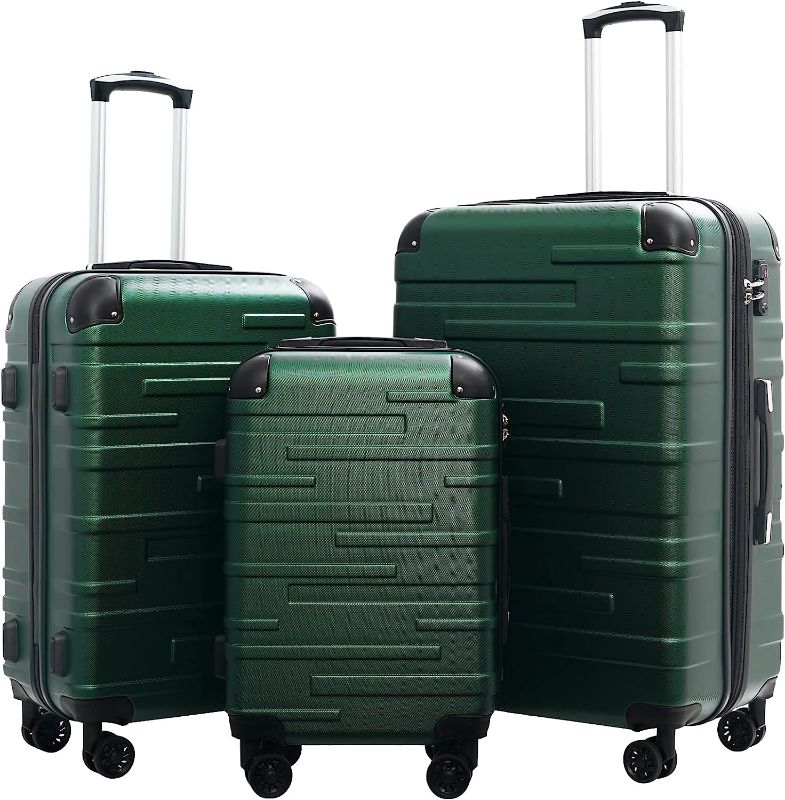 Photo 1 of 
Coolife Luggage Expandable(only 28") Suitcase 3 Piece Set with TSA Lock Spinner 20in24in28in (dark green)