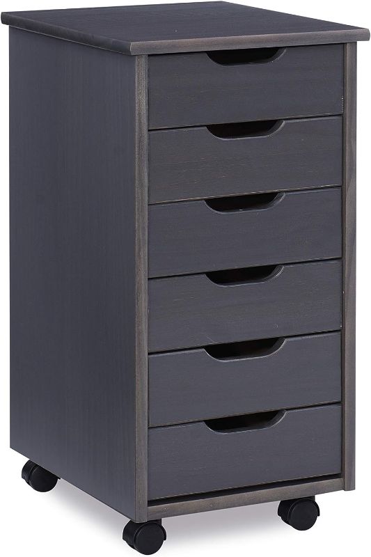 Photo 1 of 
Linon Home Decor Products Corinne Six Drawer Storage, Grey Rolling Cart