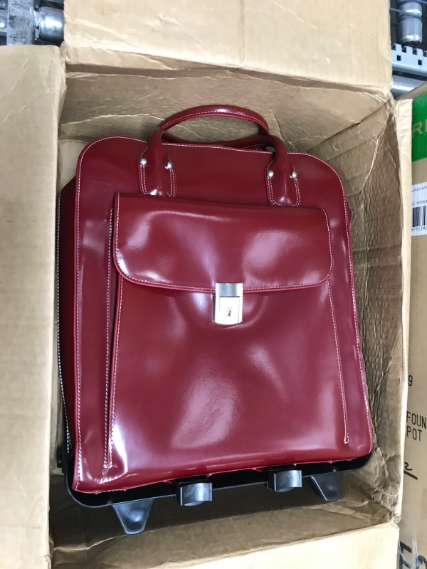 Photo 2 of McKleinUSA W Series, LA Grange, Top Grain Cowhide Leather, 15" Leather Vertical Patented Detachable -Wheeled Ladies' Laptop Briefcase, Red (96496), 12 x 2.5 x 15 inches Wheeled Detachable Briefcase Red