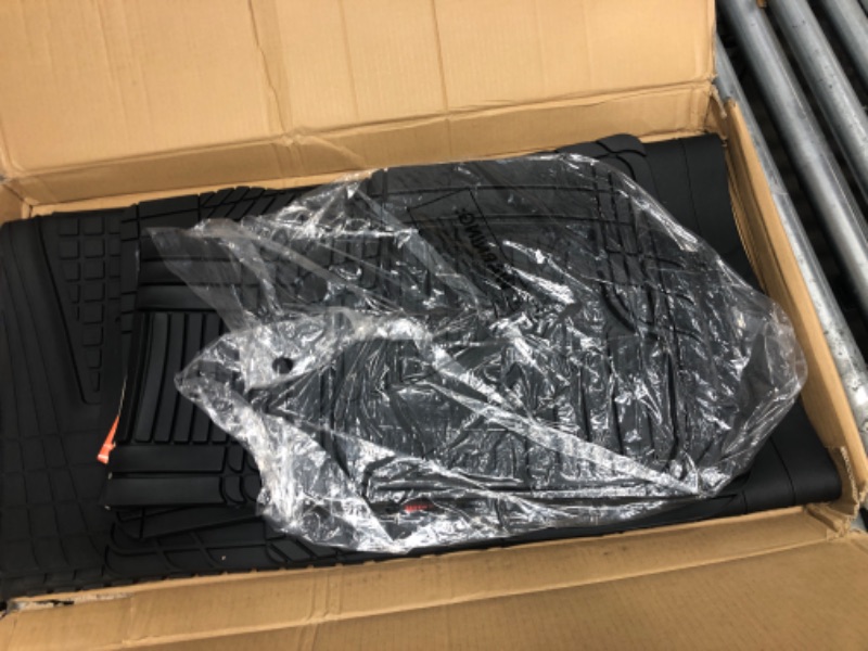 Photo 1 of Motor Trend FlexTough Advanced Black Rubber Car Floor Mats with Cargo Liner Full Set - Front & Rear Combo Trim to Fit Floor Mats for Cars Truck Van SUV, All Weather Automotive Floor Liners