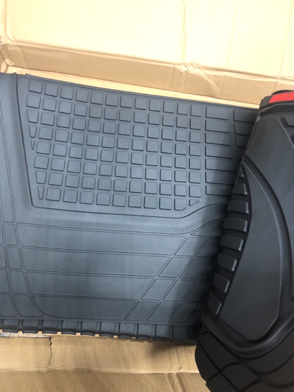 Photo 3 of Motor Trend FlexTough Advanced Black Rubber Car Floor Mats with Cargo Liner Full Set - Front & Rear Combo Trim to Fit Floor Mats for Cars Truck Van SUV, All Weather Automotive Floor Liners