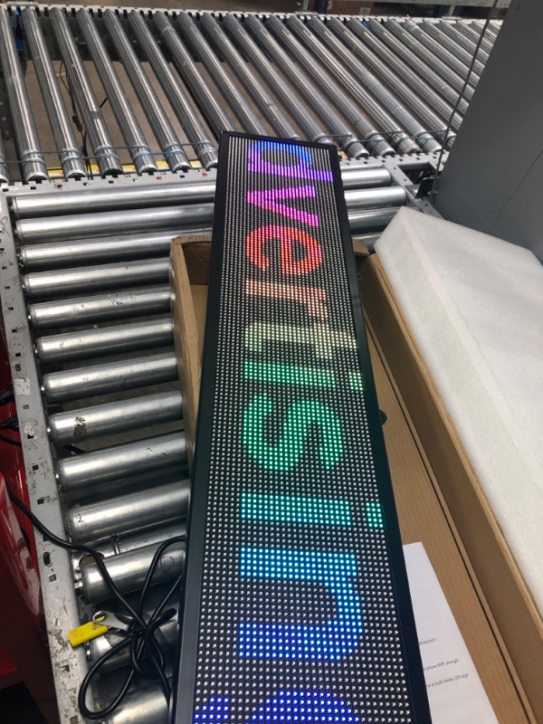 Photo 2 of ( LIKE NEW ) LED sign WiFi P6 40" x 9" high resolution LED full RGB color sign with high resolution P6 128x32 dots and new SMD technology scrolling display. Perfect solution for advertising, programmable message board