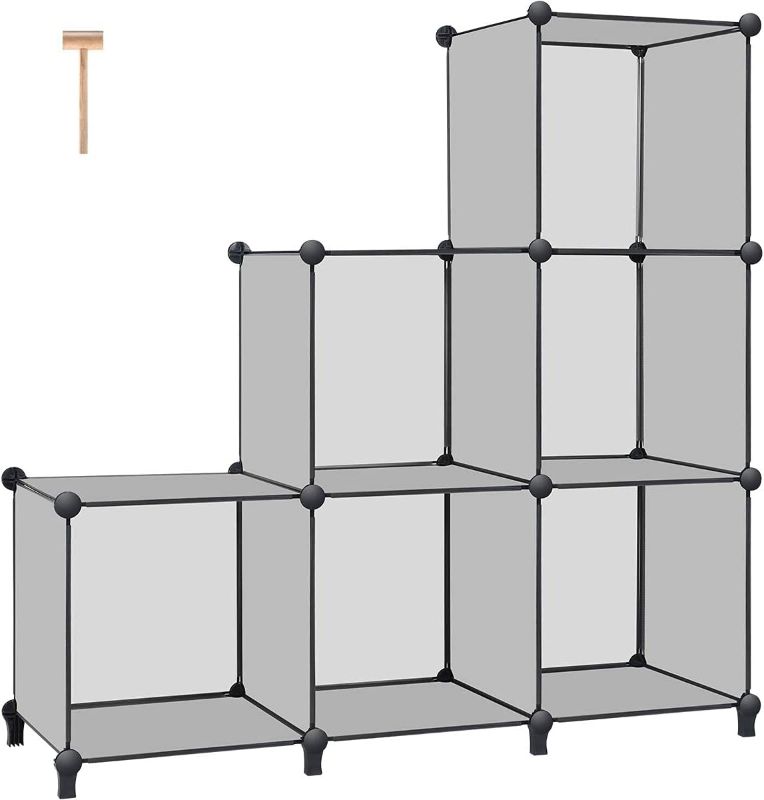 Photo 1 of **SIMILAR TO STOCK ITEM** Cube Storage 6-Cube Book Shelf Storage Shelves Closet Organizer Cube Organizer Shelving Plastic Bookshelf Bookcase DIY Closet Cabinet Organizers Shelves for Bedroom Office Living Room, Grey
