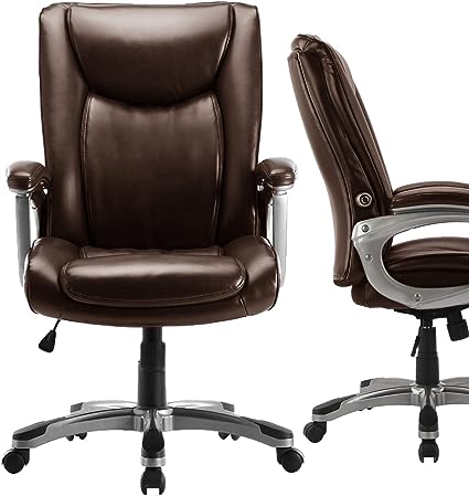 Photo 1 of Office Chair, Ergonomic High Back Computer Chair Height Adjustable Desk Chair with Adjustable Built-in Lumbar Support, Brown
