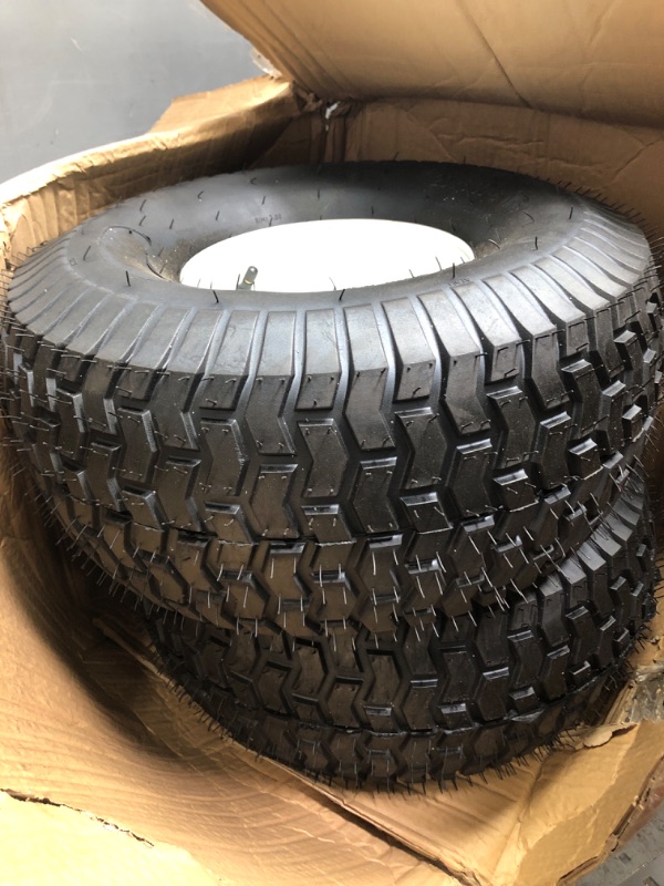 Photo 2 of MaxAuto 20x8.00-8 Lawn Mower Tires 20x8x8 Lawn Tractor Tire 20x8-8 Turf Tire with Rim, 3.5" Offset Hub, 3/4" Bore with 3/16" Keyway, 4 Ply, 965lbs Capacity, Set of 2