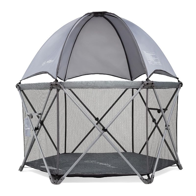 Photo 1 of **SMALL TEAR IN CARY CASE* Baby Delight Go with Me Eclipse Deluxe Portable Playard | Playpen | Sun Canopy | Indoor and Outdoor | Elephant Grey
