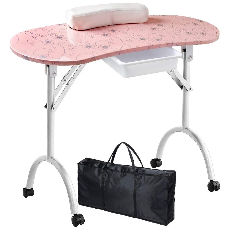 Photo 1 of 
Kalolary Manicure Nail Table, Portable Folding Station Desk Movable Manicure Tech Table for Home Spa Beauty Salon with Sponge Wrist Cushion, Storge Drawer,...
Color:Pink