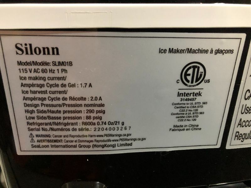 Photo 3 of **PARTS ONLY, NON-FUNCTIONAL** Silonn Ice Maker Countertop, 2 Sizes of Bullet Ice for Home Kitchen Office Bar Party
