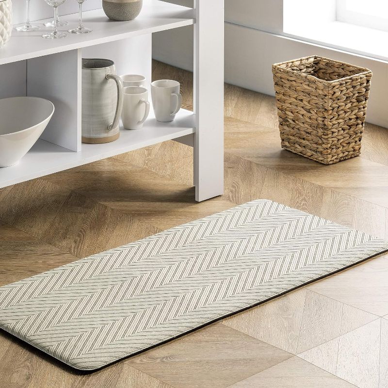 Photo 1 of 
nuLOOM Casual Herringbone Anti Fatigue Kitchen or Laundry Room Comfort Mat, 20" x 42", Beige