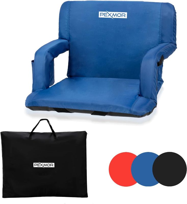 Photo 1 of 
PEXMOR Wide 25''/21'' Stadium Seats for Bleachers with Back Support & Carrying Bag, Reclining Chair with Two Pockets for Drinks,..