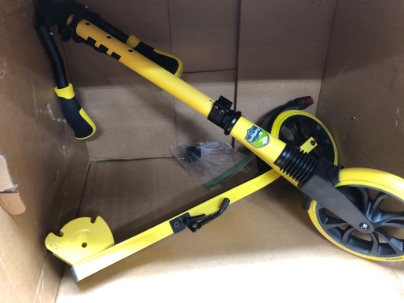 Photo 2 of 
SereneLife Foldable Kick Scooter - Stand Kick Scooter for Teens and Adults with Rubber Grip at Tip, Alloy Deck, Adjustable T-Bar Handlebar Height, Smooth...
Color:Yellow