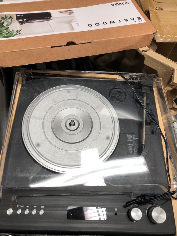 Photo 2 of * Broken needle * sold for parts or repair * 
Victrola Eastwood 3-Speed Bluetooth Turntable with Built-in Speakers and Dust Cover |
