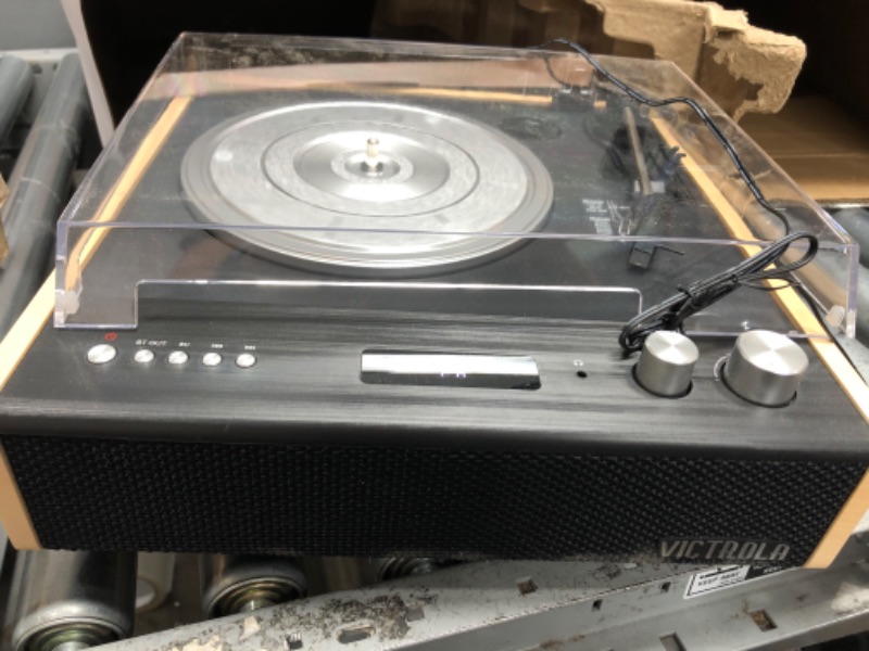 Photo 1 of Victrola Eastwood 3-Speed Bluetooth Turntable with Built-in Speakers and Dust Cover | Upgraded Turntable Audio Sound | Black (VTA-72-BAM) Bamboo