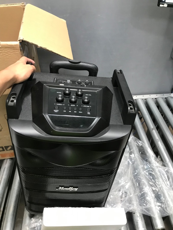 Photo 3 of ***Parts Only***Moukey Karaoke Machine, Big Subwoofer PA System, Powerful Sound, Portable Bluetooth Speaker with Wireless Microphone, Party Lights & Echo/Treble/Bass Adjustment, Support TWS/REC/AUX/MP3/USB/TF/FM 10" Subwoofer