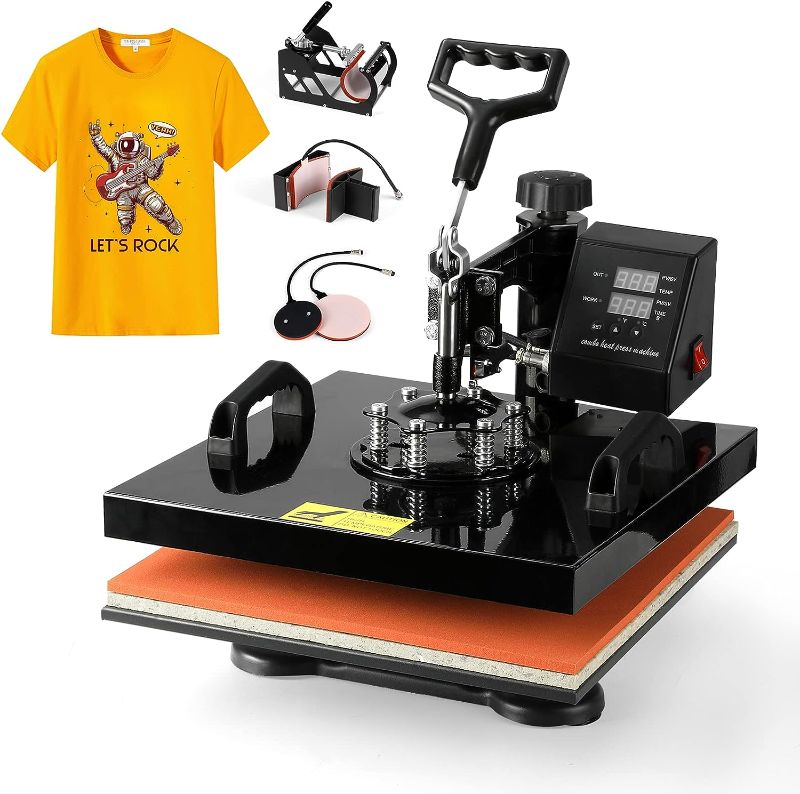 Photo 1 of 
Pro 5 in 1 TUSY Heat Press 15x15 Slide Out, 360 Degree Swing Away Heat Transfer Press Machine, Digital Industrial Sublimation Heat Press Machine for...
Style:15x15 Inch 5 in 1 Black