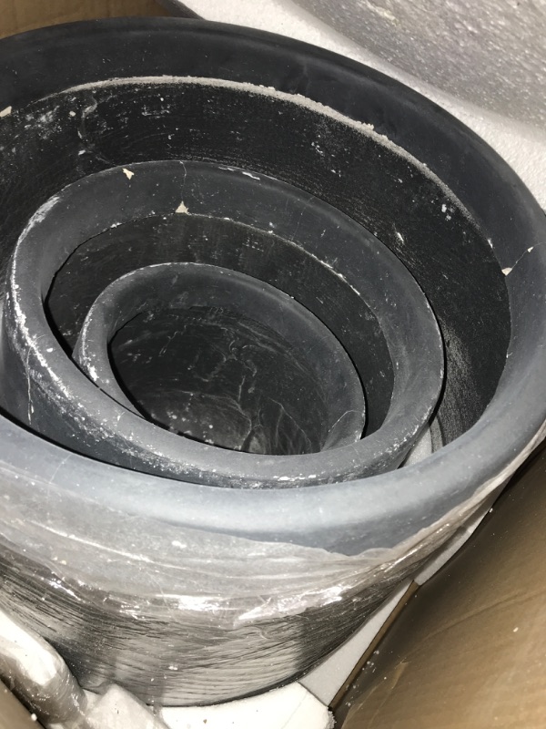 Photo 1 of 17.3 in., 13.4 in. & 10.6 in. H Round Weathered Concrete Planter, Outdoor Indoor Large Containers w/Drainage Holes Set-3