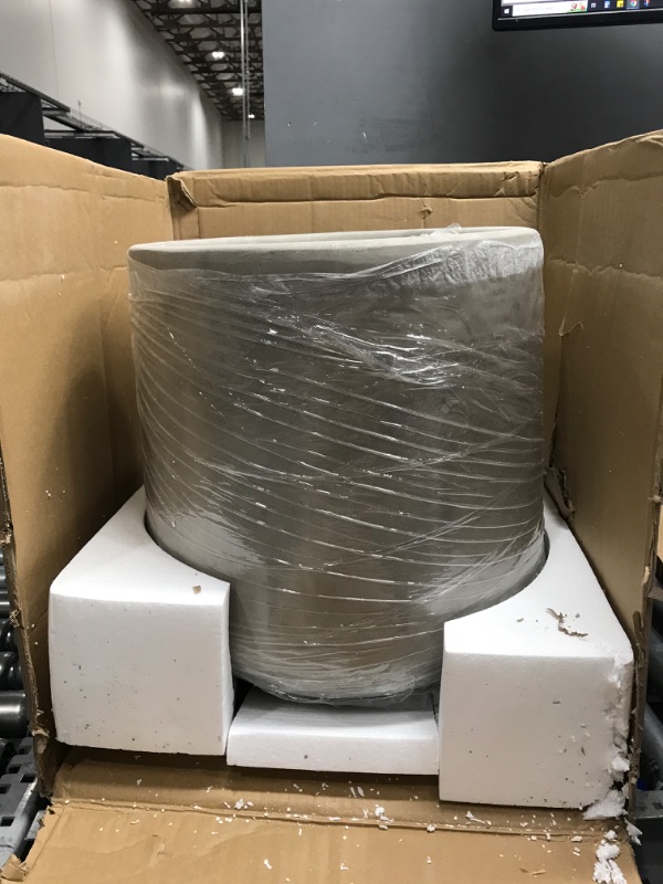 Photo 1 of 17.3 in., 13.4 in. & 10.6 in. H Round Weathered Concrete Planter, Outdoor Indoor Large Containers w/Drainage Holes Set-3