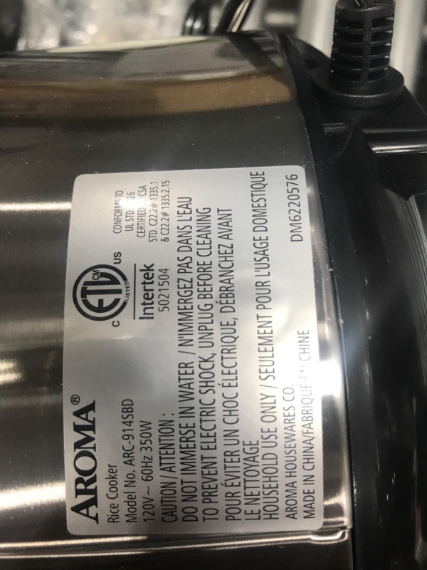 Photo 5 of **DAMAGED**
***PARTS ONLY***
Aroma Housewares ARC-914SBD Digital Cool-Touch Rice Grain Cooker and Food Steamer, Stainless, Silver, 4-Cup (Uncooked) / 8-Cup (Cooked) Basic