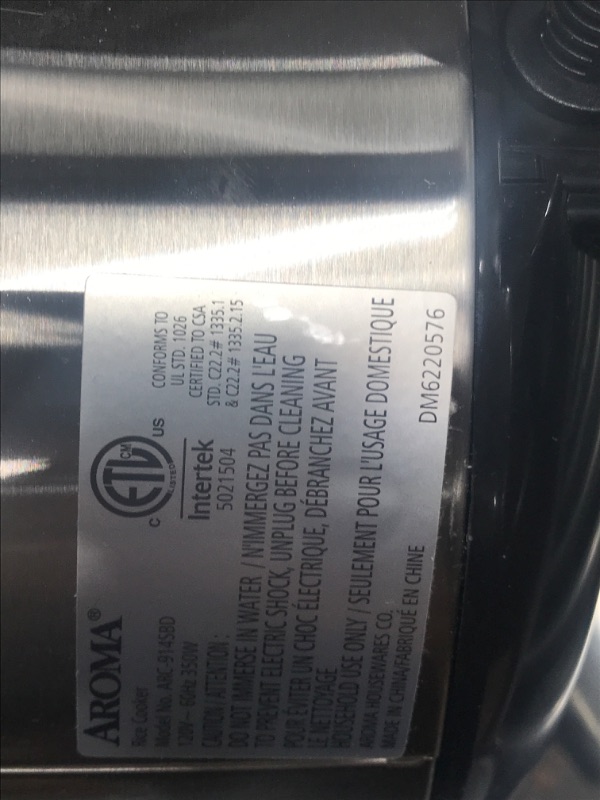 Photo 4 of * item damaged * sold for parts *
Aroma Housewares ARC-914SBD Digital Cool-Touch Rice Grain Cooker and Food Steamer