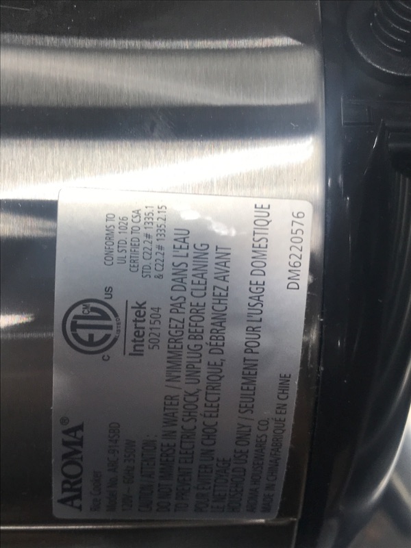 Photo 4 of **DAMAGED**
***PARTS ONLY***
Aroma Housewares ARC-914SBD Digital Cool-Touch Rice Grain Cooker and Food Steamer, Stainless, Silver, 4-Cup (Uncooked) / 8-Cup (Cooked) Basic