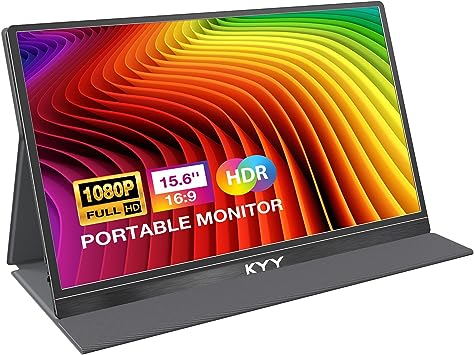 Photo 1 of KYY Portable Monitor 15.6'' FHD 1080P Portable Laptop Monitor USB C HDMI Gaming Monitor Ultra-Slim IPS Display w/Smart Cover & Speakers, Plug&Play, External Monitor for Laptop PC Phone Mac Xbox PS4