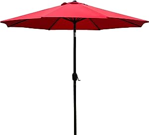 Photo 1 of  9' Patio Umbrella Outdoor Table Umbrella with 8 Sturdy Ribs (Red)