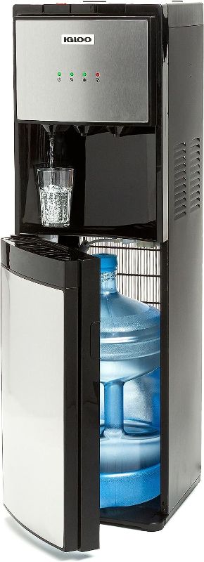 Photo 1 of **PARTS ONLY, NON-FUNCTIONAL** Igloo IWCBL353CRHBKS Stainless Steel Hot, Cold & Room Water Cooler Dispenser, Black/Stainless
