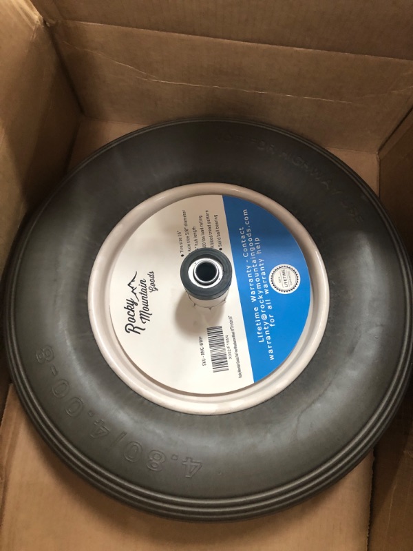 Photo 2 of Rocky Mountain Goods Flat Free Wheelbarrow Wheel 16" - 500 lbs. Load Rating - for 6 & 8 Cubic ft. wheelbarrows Including Jackson, True Temper, Ames, Ace - 5/8" axle