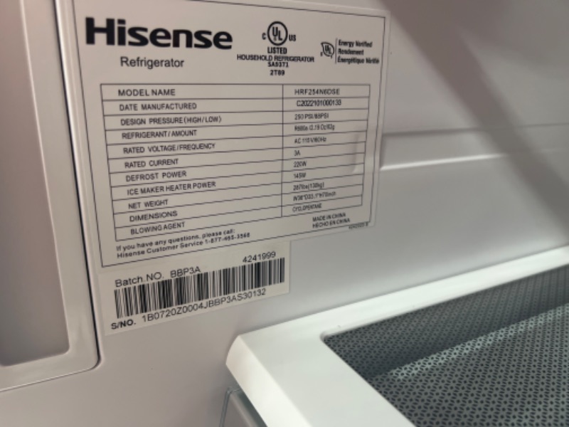 Photo 1 of Hisense 25.4-cu ft French Door Refrigerator with Dual Ice Maker (Fingerprint Resistant Stainless Steel) 