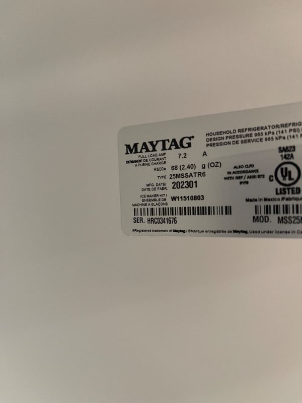 Photo 9 of Maytag - 25 Cu. Ft. Side-by-Side Freestanding Refrigerator, Fingerprint Resistant - Stainless Steel