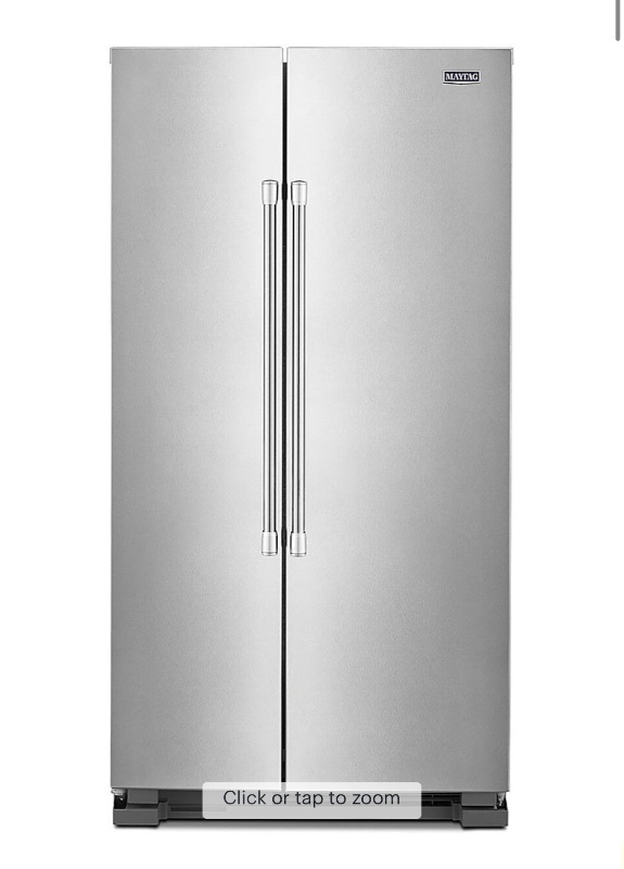 Photo 1 of Maytag - 25 Cu. Ft. Side-by-Side Freestanding Refrigerator, Fingerprint Resistant - Stainless Steel