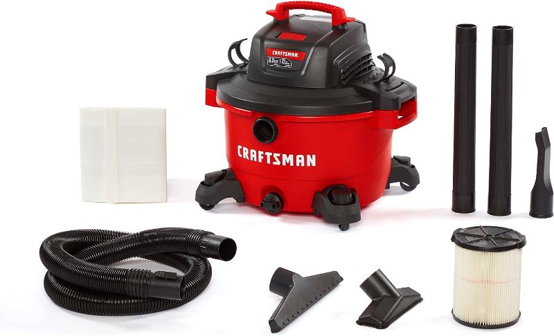 Photo 1 of CRAFTSMAN CMXEVBE17594 12 Gallon 6.0 Peak HP Wet/Dry Vac, Portable Shop Vacuum with Attachments, Red
