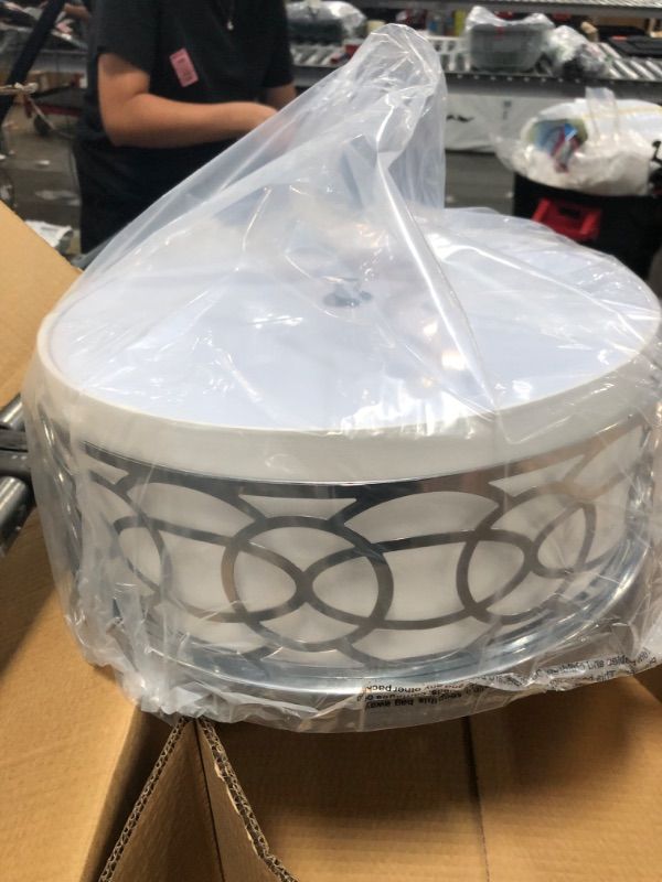 Photo 1 of RUNTOP Flush Mount Ceiling Light, 15in LED Ceiling Light Fixture, 3 Lights 3000K/4000K/5000K Drum Close to Ceiling Lights, Flush Mount Drum Light for Dining Room, Bedroom, Living Room (Chrome Finish)