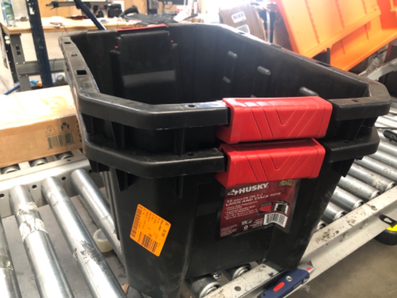 Photo 2 of 15 Gal. Black and Red Latch and Stack Tote-2 PACK  