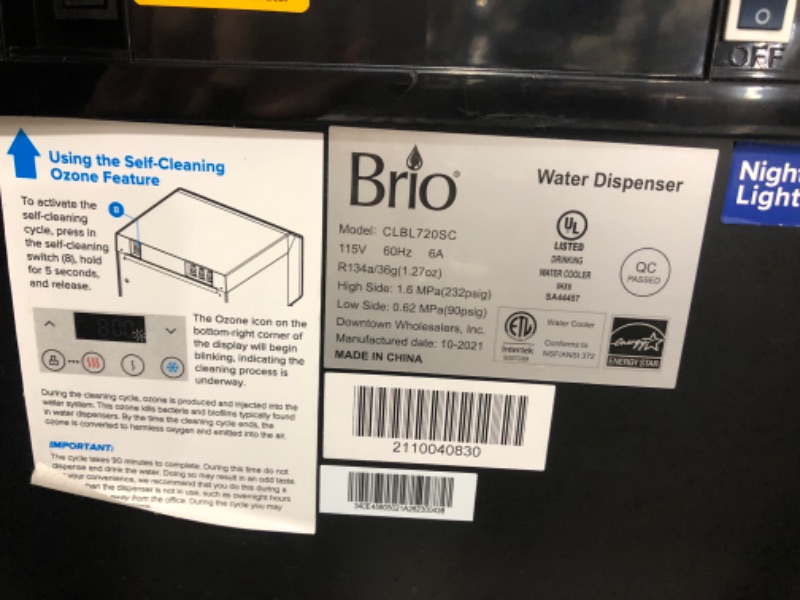 Photo 1 of **FOR PARTSW ONLY**
Brio Moderna Bottom Load Water Cooler Dispenser - Tri-Temp, Adjustable Temperature, Self-Cleaning, Touch Dispense, Child Safety Lock, Holds 3 or 5 Gallon Bottles, Digital Display and LED Light Stainless Steel Moderna