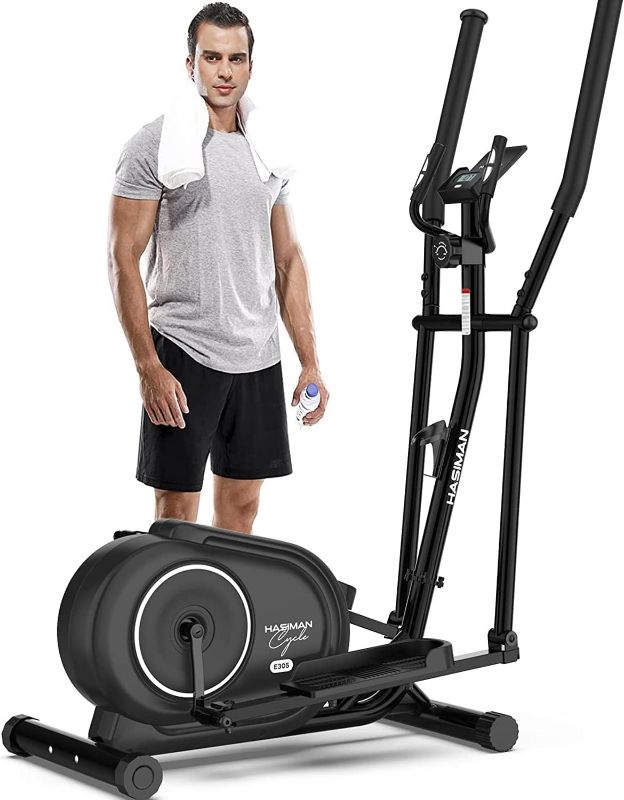 Photo 1 of HASIMAN Elliptical Exercise Machine, Elliptical Machine for Home Use, Adjustable Magnetic Elliptical with Pulse Rate Grips and LCD Monitor, 350LB Weight Capacity
