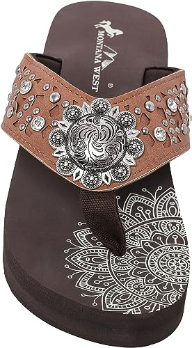 Photo 1 of Montana West Patriotic Wedge Flip Flops for Women Western Rhinestone Comfort Thong Sandals