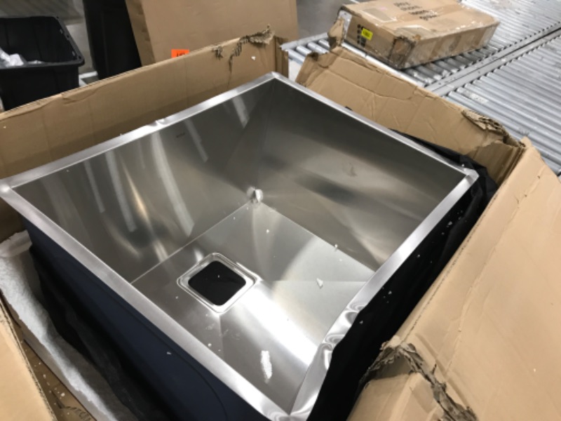 Photo 2 of **DENTS ON THE EGDES**
Pax Zero-Radius 24in. 18 Gauge Undermount Single Bowl Stainless Steel Laundry and Utility Sink